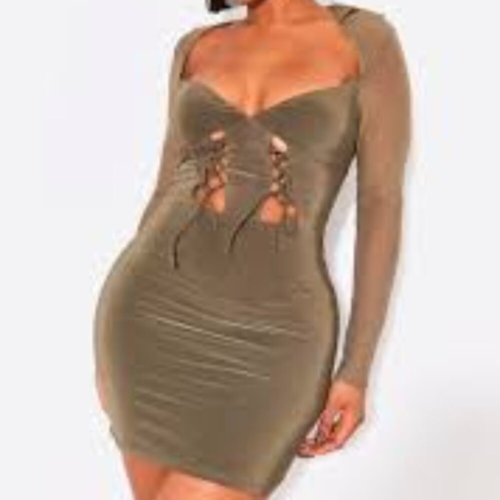 NWT - PrettyLittleThing Lace Up Bodycon Dress